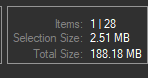 13. Size of items