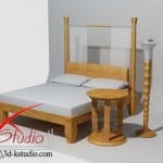 'Temenos' Bed with 'Lamina' bedside table and  'Palmus' Floor Lamp by Giorgetti