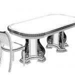 Classic table and chair- wire 3d model