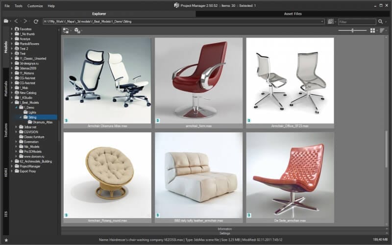3D Models Explorer. 3D Files Browser