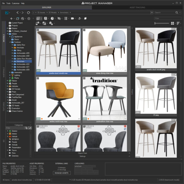 Project Manager- Asset Manager - 3D Models Browser