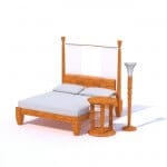'Temenos' Bed with 'Lamina' bedside table and 'Palmus' Floor Lamp by Giorgetti