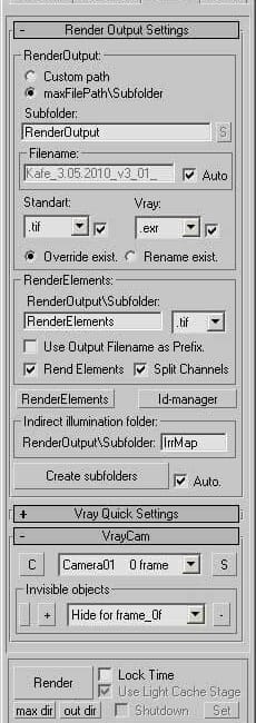 Common Settings Tab with Render Output rollout. Common Settings Tab with Render Output rollout.