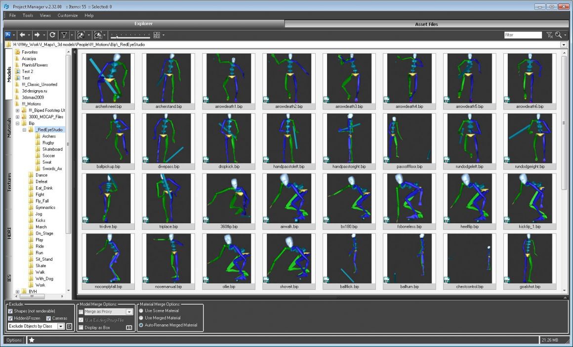 View 3d motion capture bip animation