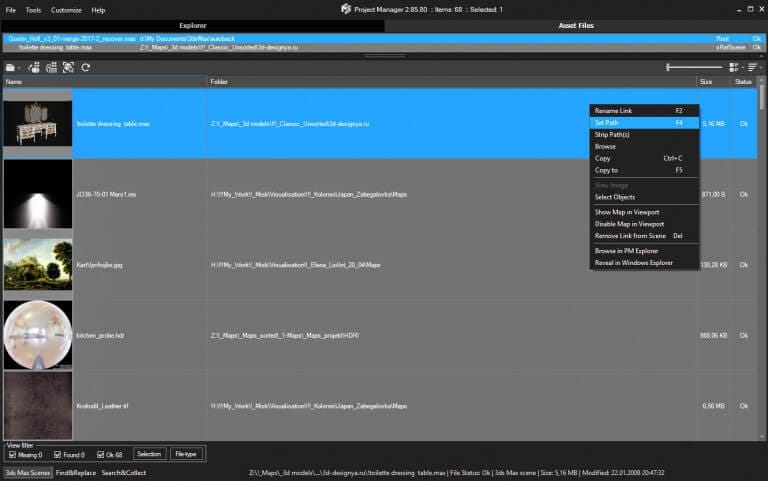 Asset Files – tracking system for external files