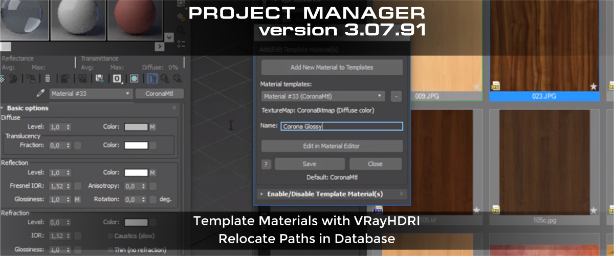 Template Materials with VRayHDRI & Relocate Paths in Database