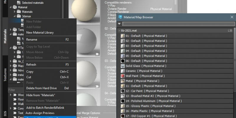 Open Materials from 3Ds Max File in Material Map Browser