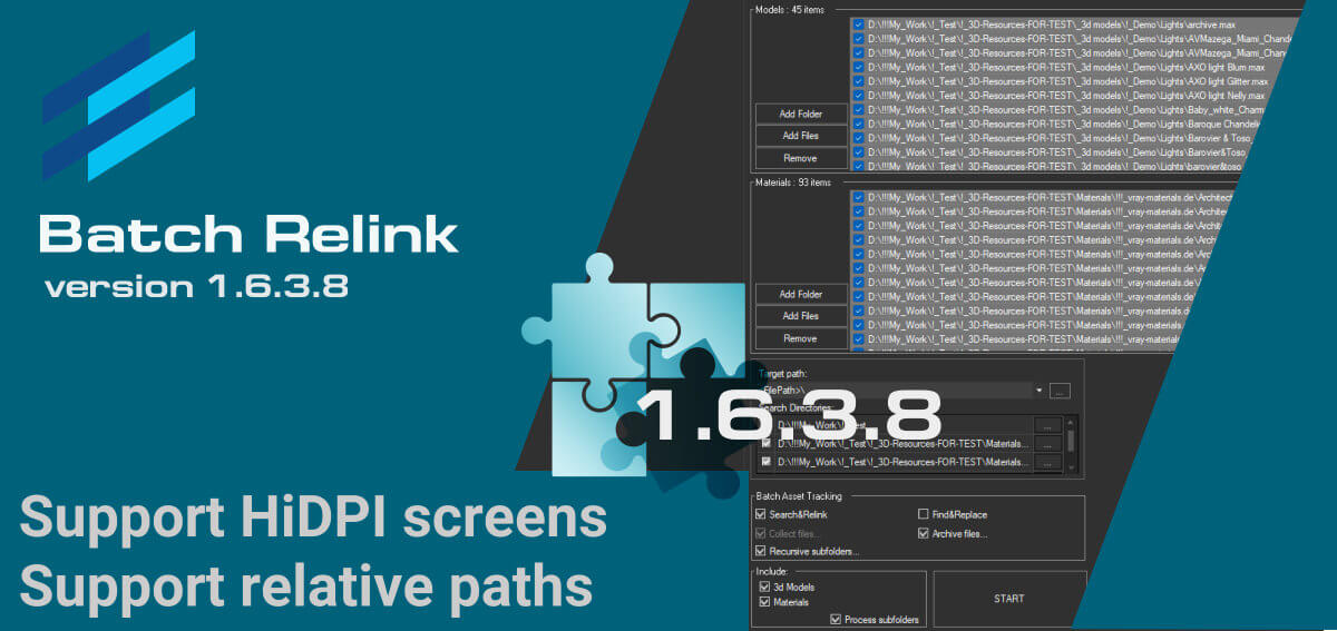 Batch Relink v.1.6.3.8 - Support HiDPI screens. Support relative paths