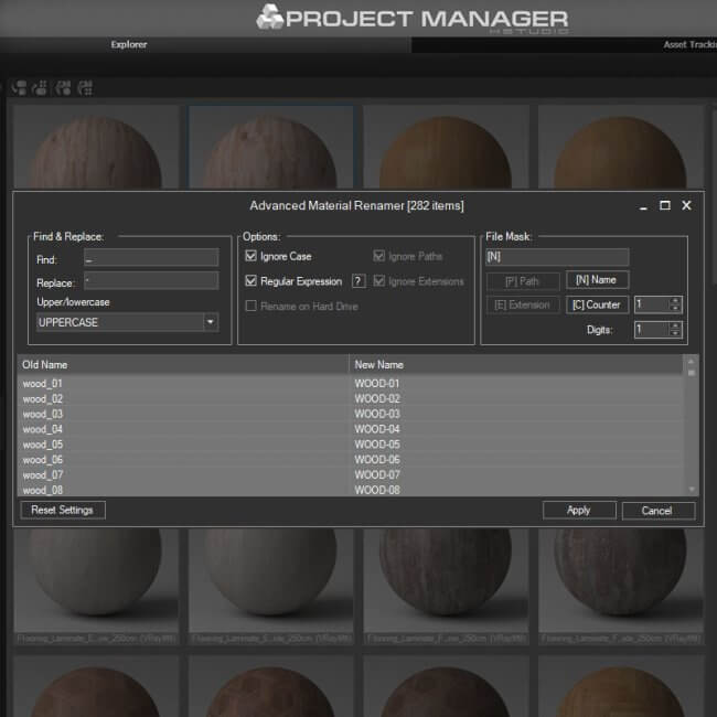 Project-Manager - Rename Materials