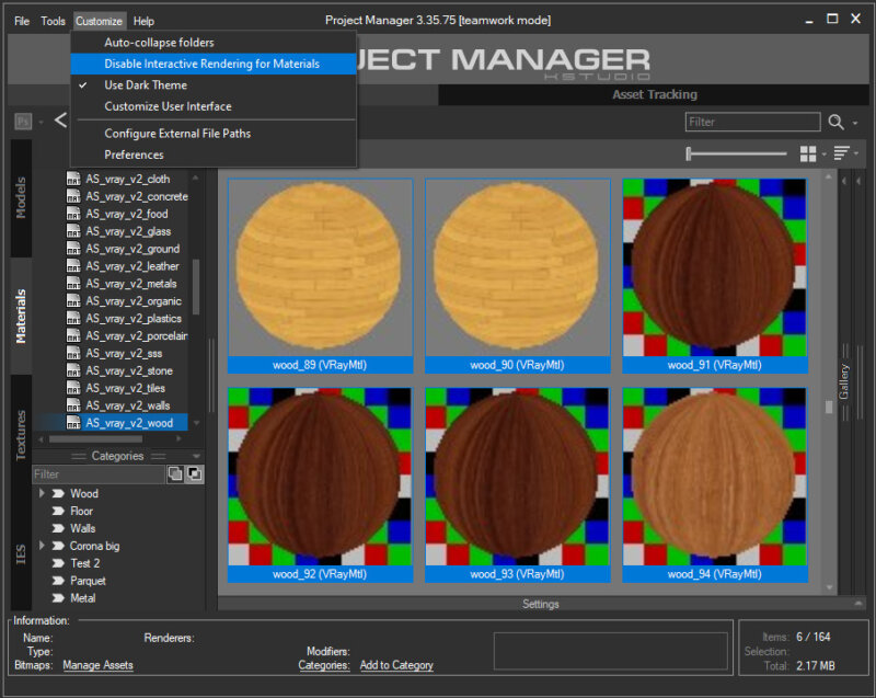 Interactive Rendering for Materials - Project Manager