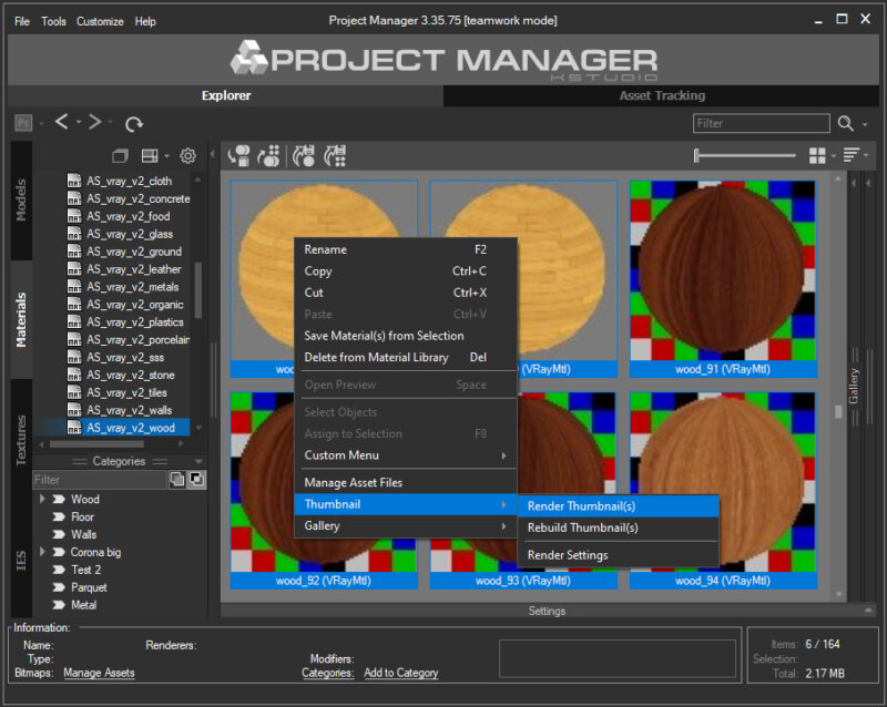 Render Preview for Materials - Project Manager