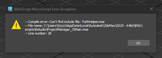 Can't find include file: PathHelper.mse