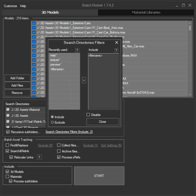 Batch Relink - Filter Directories Batch Relink - Filter Directories