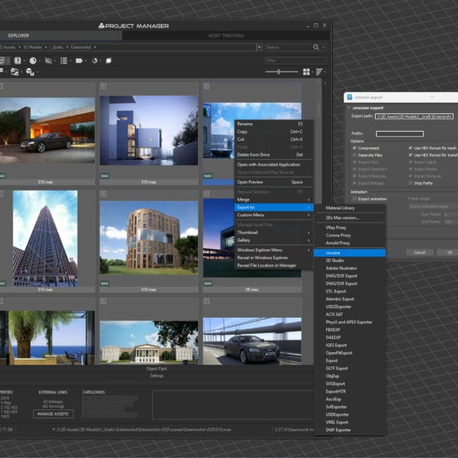 Export multiply 3D files using Project Manager