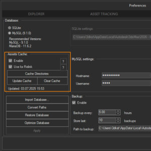Preferences - Cache Assets