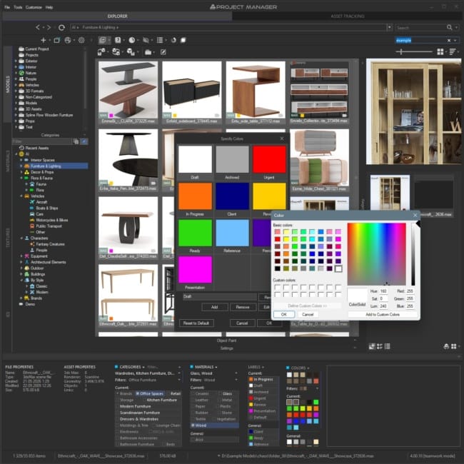Set up team status labels your way — Draft, In Progress, Client, Review, Approved — in any colour your studio's workflow needs