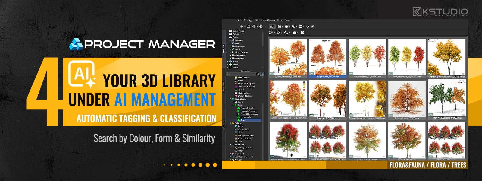 Project Manager 4 for 3ds Max — AI management of your 3D library with automatic tagging and classification