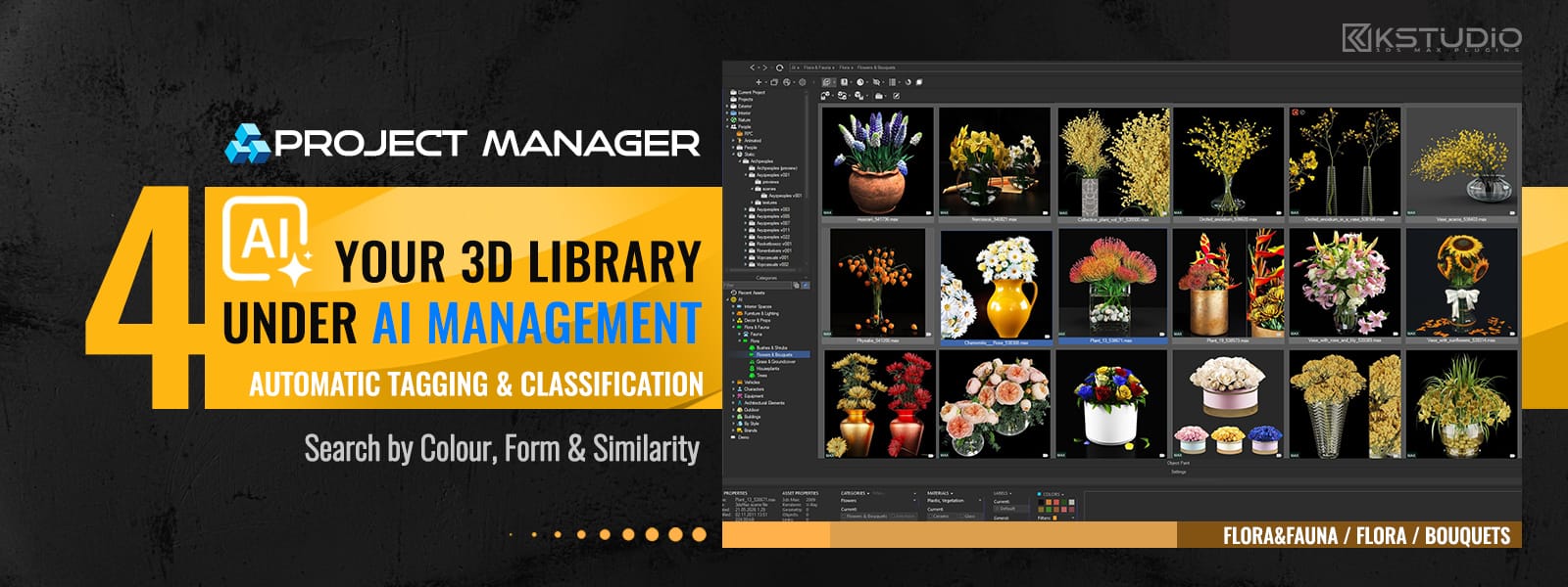 Project Manager 4 for 3ds Max — AI management of your 3D library with automatic tagging and classification