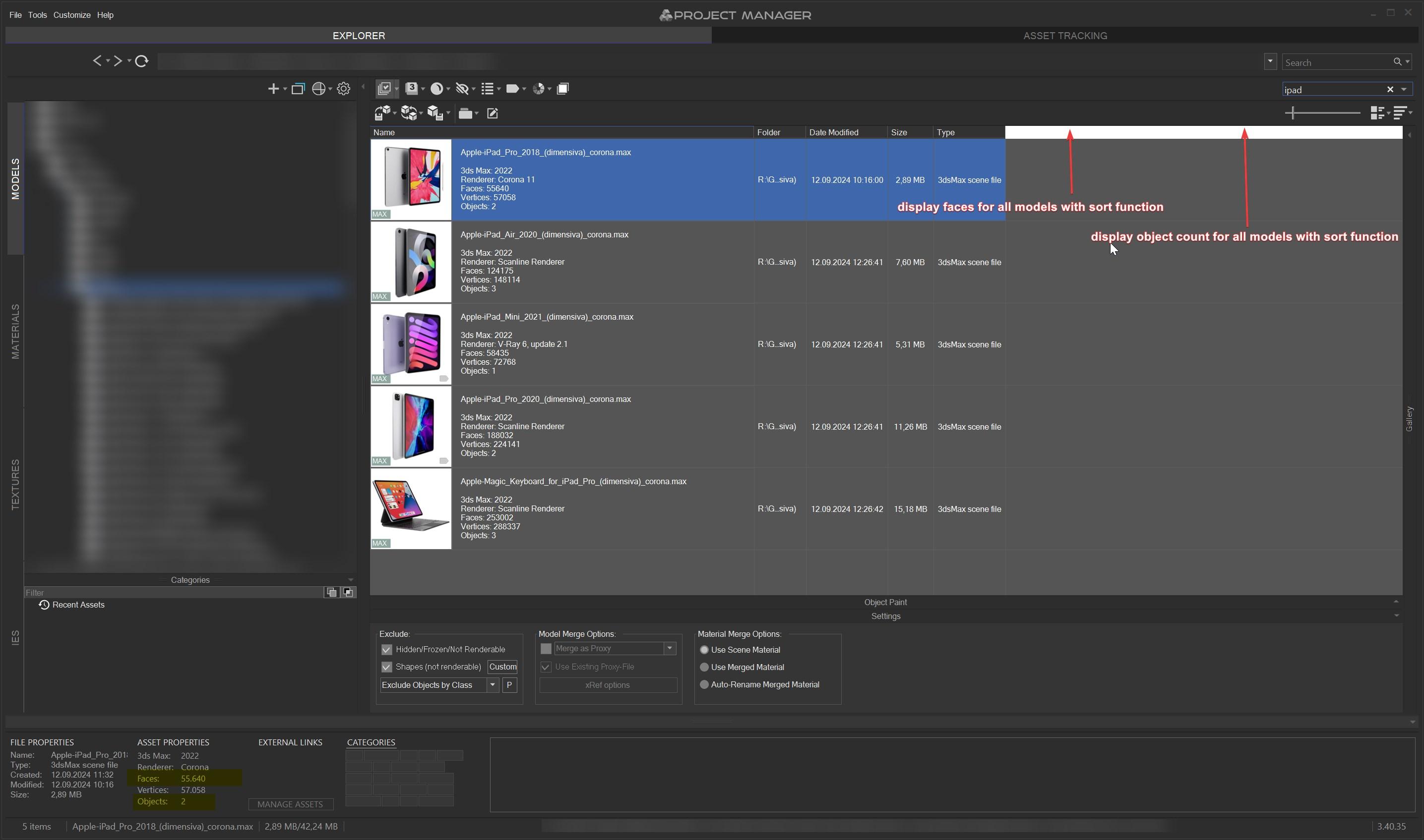 is it possible to have polygon and object count coulms for F11 view? 