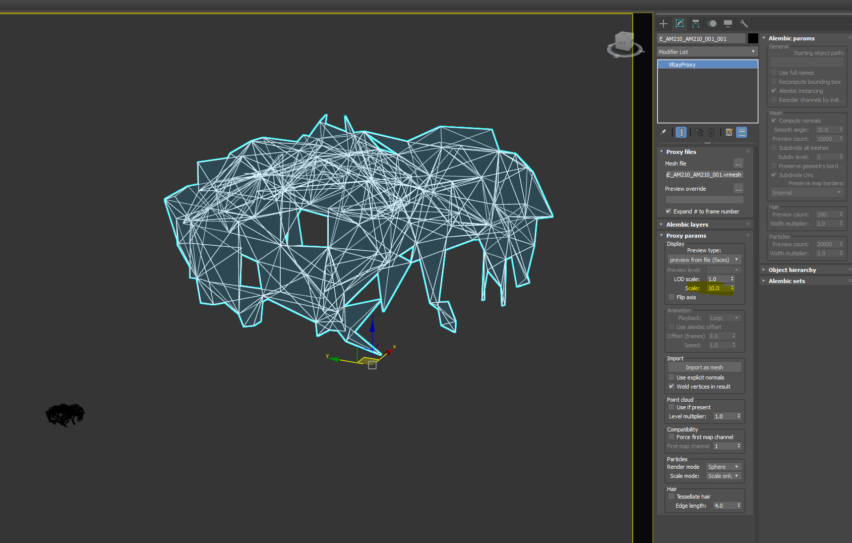 Vray proxy viewport preview scale in 3ds max 2026 – wrong 
